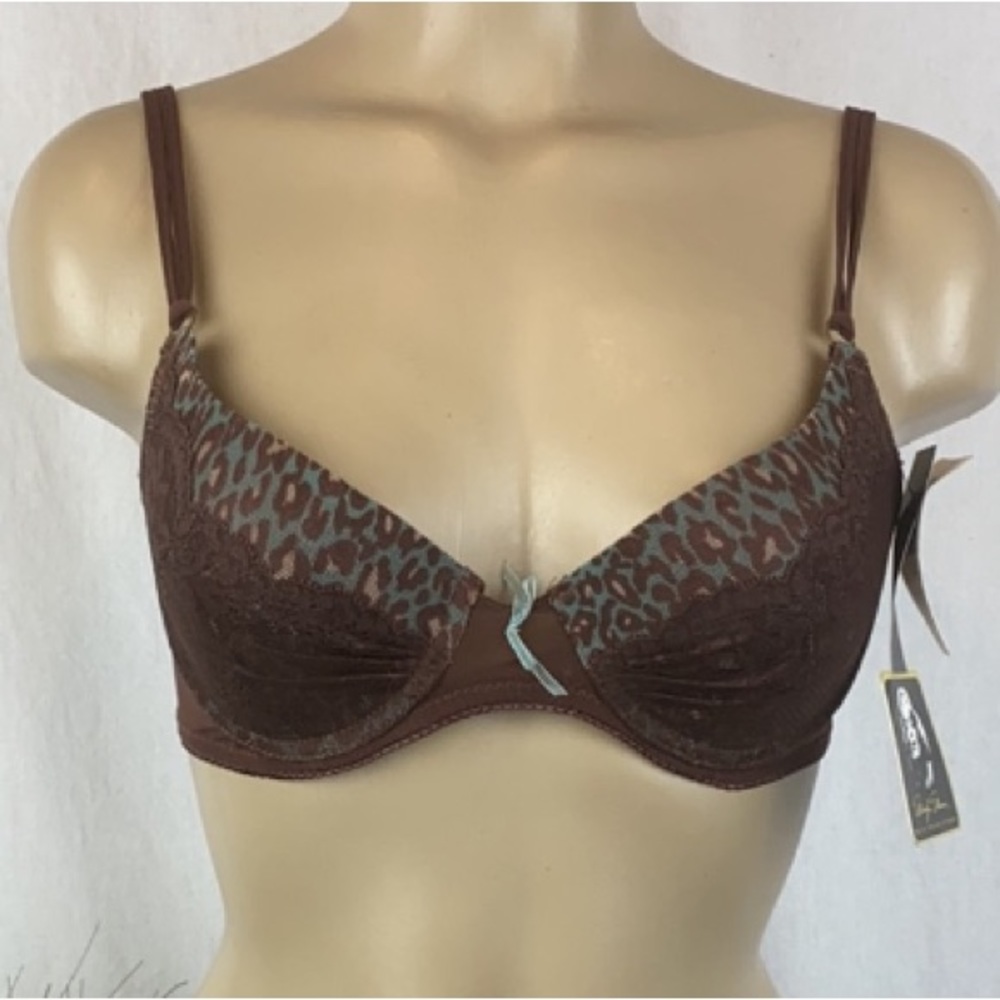 Marilyn Monroe Brown & Blue Animal Print  Contour Underwire Bra NEW